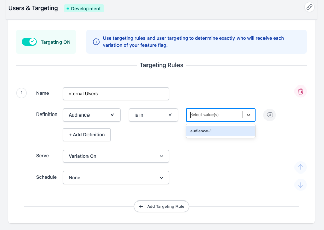 Audience Targeting Rule Dropdown